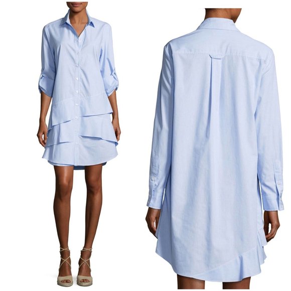 Finley Dresses & Skirts - FINLEY Roll Tab Tiered Ruffle Button Up Dress